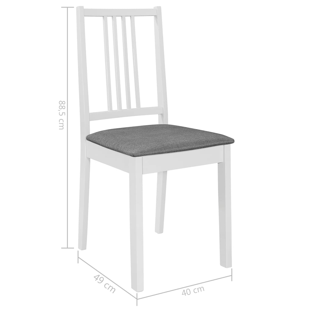 Chaises à manger avec coussins lot de 2 blanc bois solide