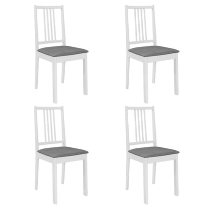 Chaises à manger avec coussins lot de 4 blanc bois solide