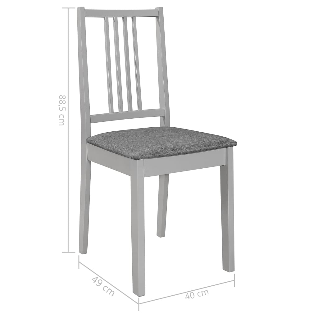 Chaises à manger avec coussins lot de 2 gris bois solide