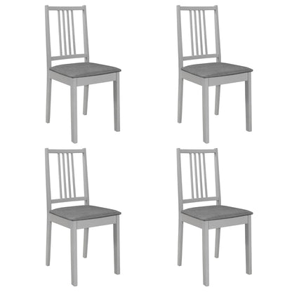 Chaises à manger avec coussins lot de 4 gris bois solide