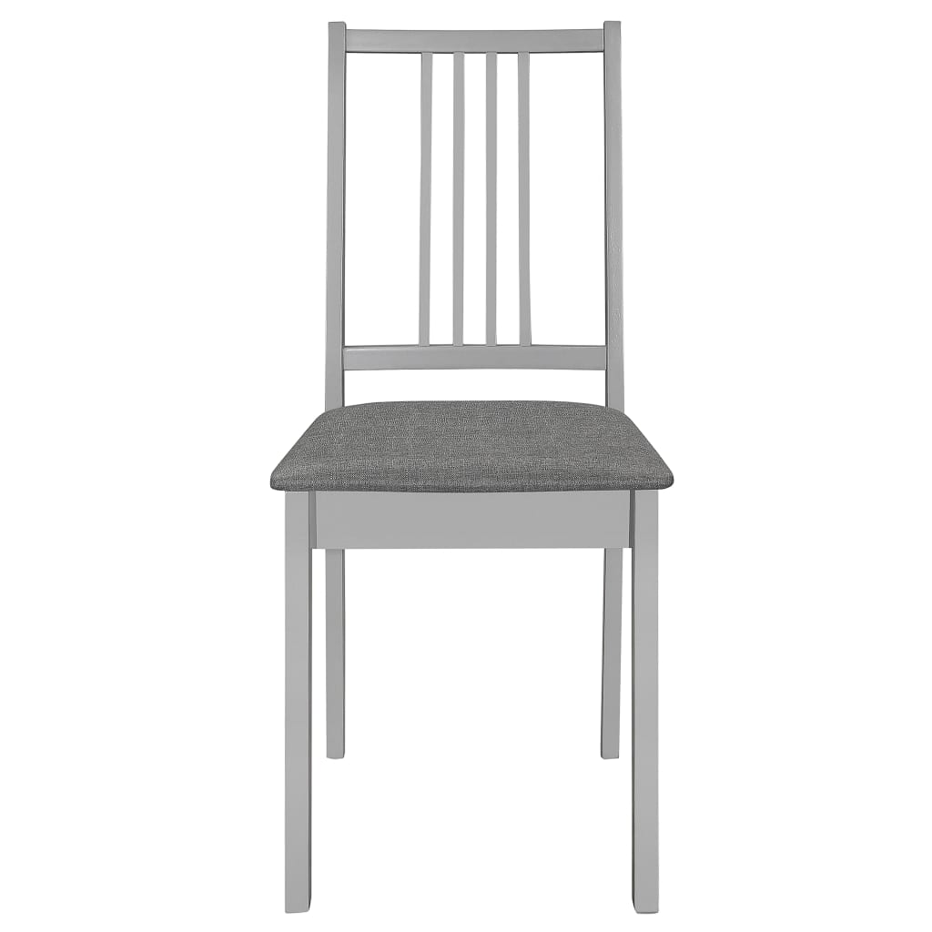 Chaises à manger avec coussins lot de 4 gris bois solide