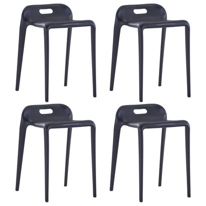 Tabourets empilables lot de 4 noir plastique