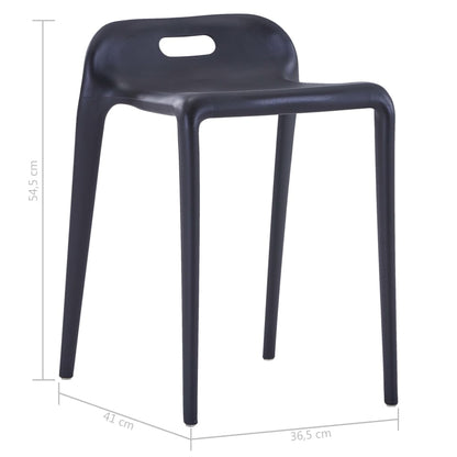 Tabourets empilables lot de 4 noir plastique