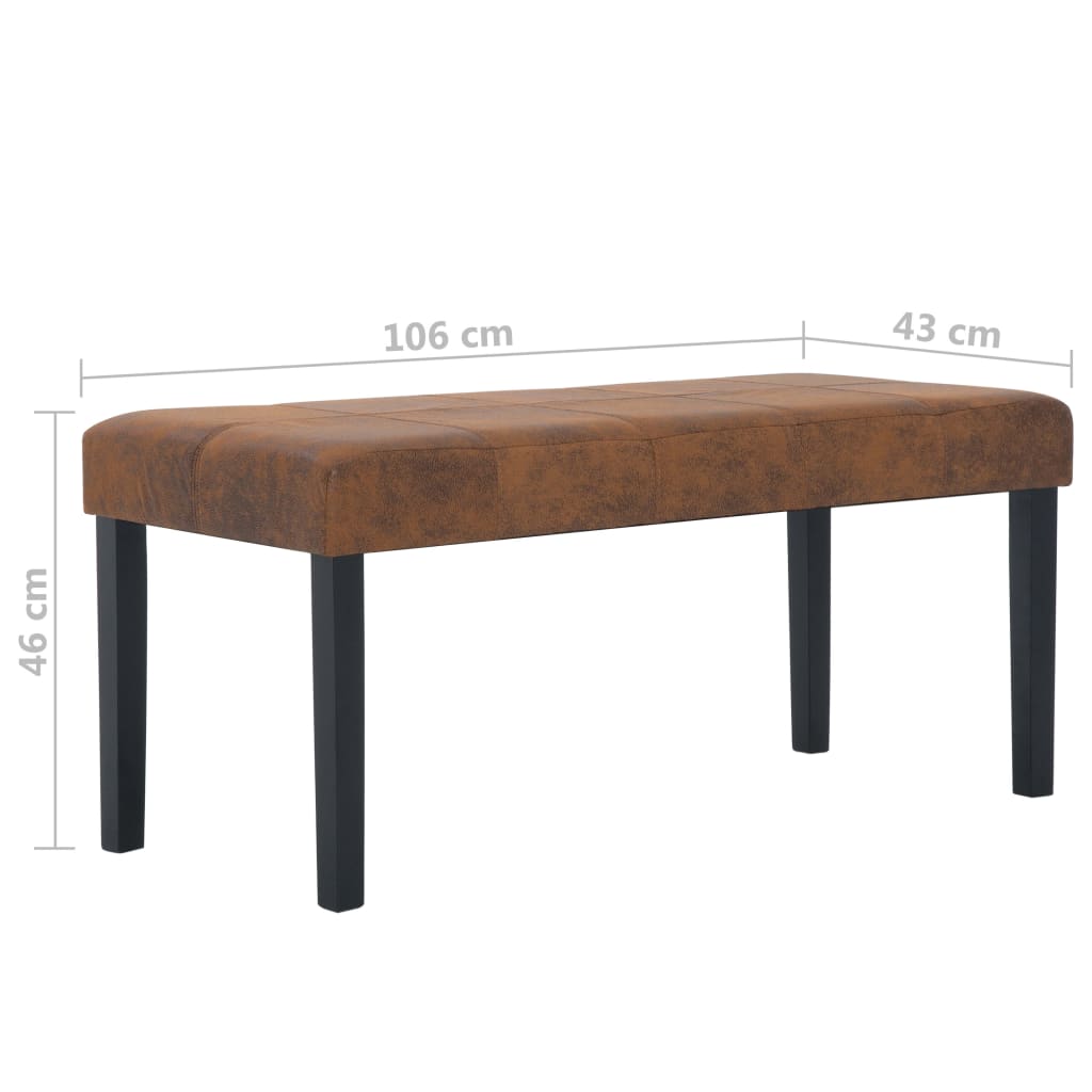 Banc 106 cm Marron Similicuir daim