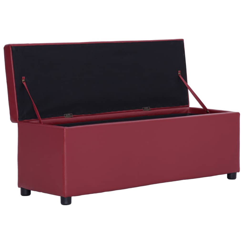 Banc avec compartiment de rangement 116 cm Bordeaux Similicuir