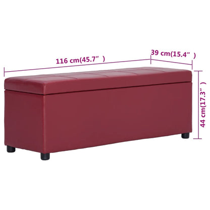 Banc avec compartiment de rangement 116 cm Bordeaux Similicuir