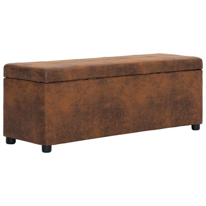 Banc avec compartiment de rangement 116 cm Marron Similicuir