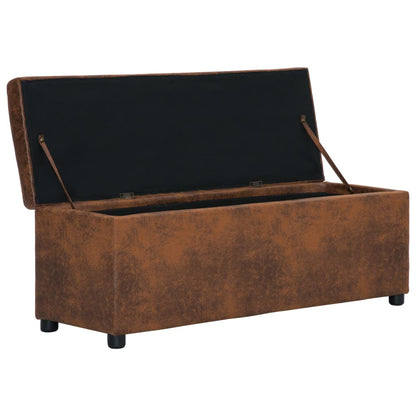 Banc avec compartiment de rangement 116 cm Marron Similicuir