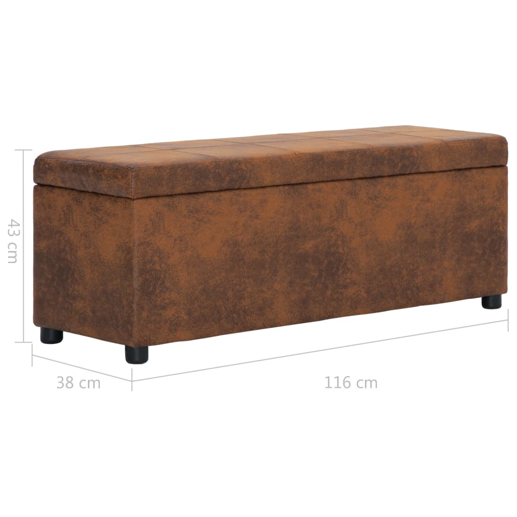 Banc avec compartiment de rangement 116 cm Marron Similicuir