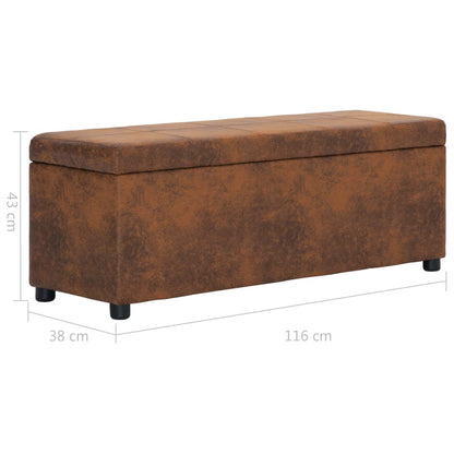 Banc avec compartiment de rangement 116 cm Marron Similicuir