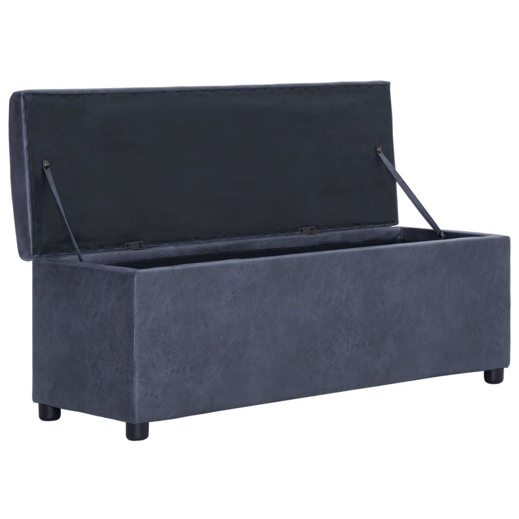 Banc avec compartiment de rangement 116 cm Gris Similicuir daim