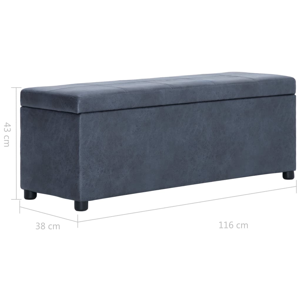 Banc avec compartiment de rangement 116 cm Gris Similicuir daim