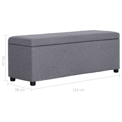 Banc avec compartiment de rangement 116 cm Gris clair Polyester