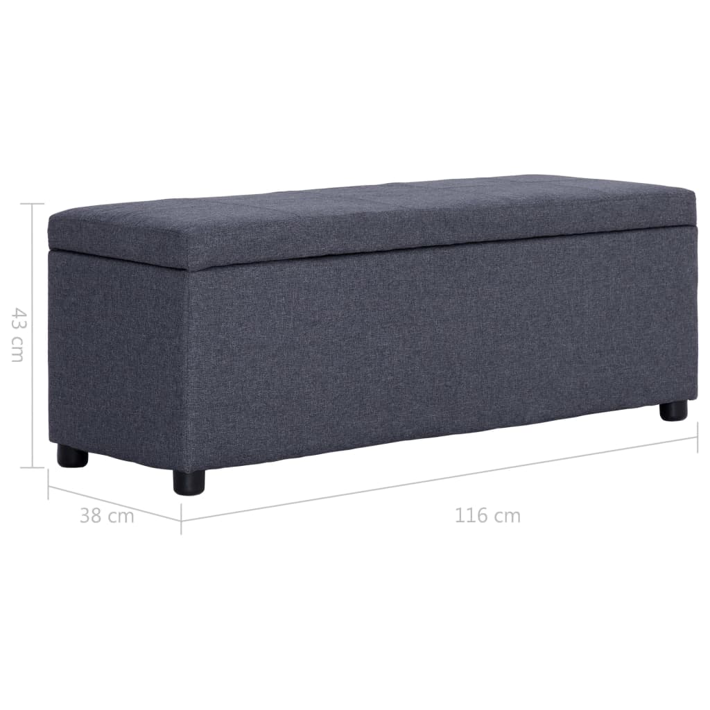 Banc avec compartiment de rangement 116 cm Gris foncé Polyester