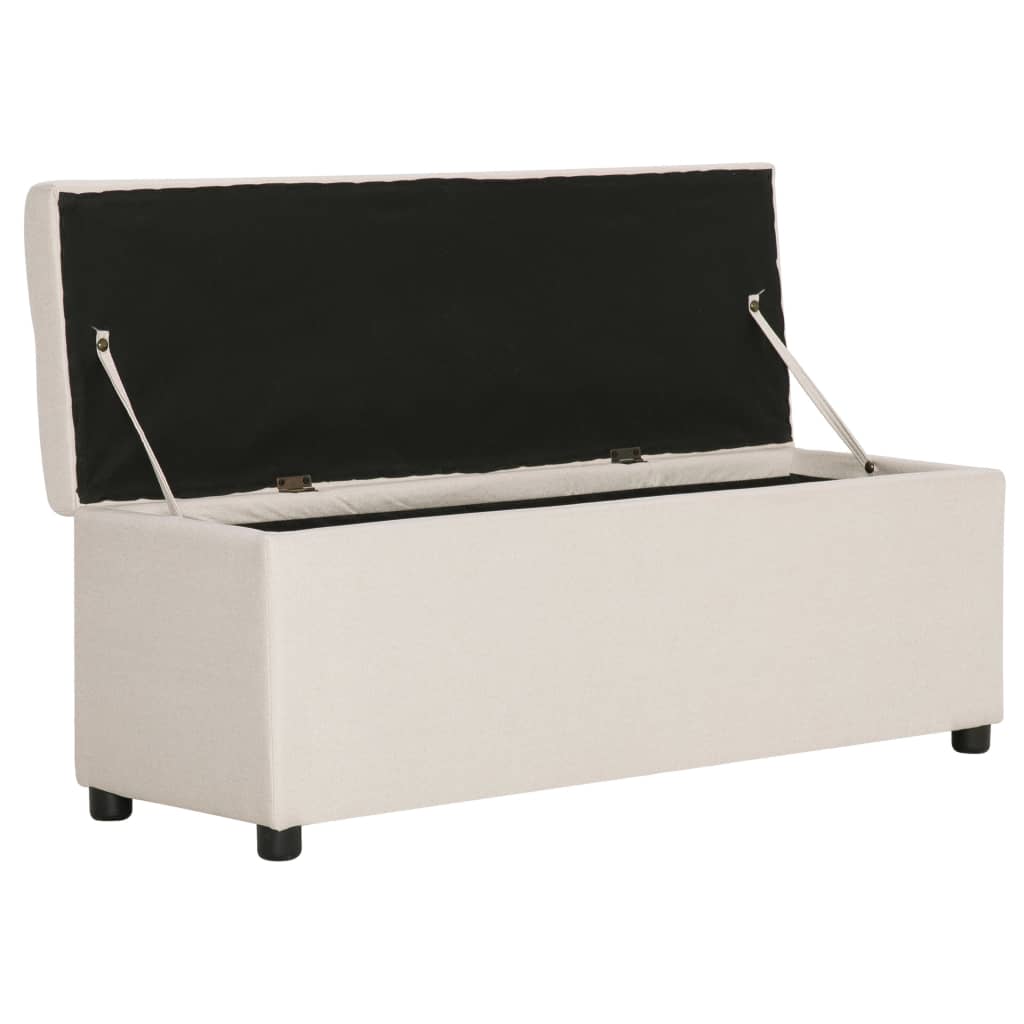 Banc avec compartiment de rangement 116 cm Crème Polyester