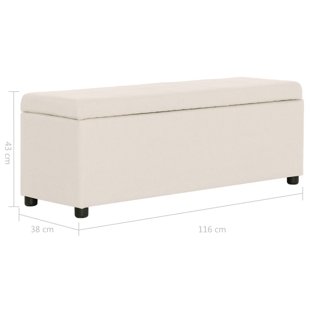 Banc avec compartiment de rangement 116 cm Crème Polyester