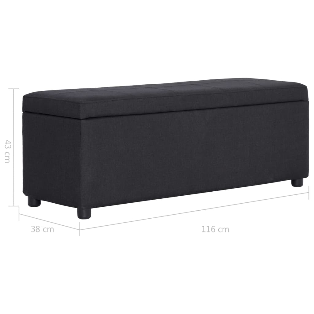 Banc avec compartiment de rangement 116 cm Noir Polyester