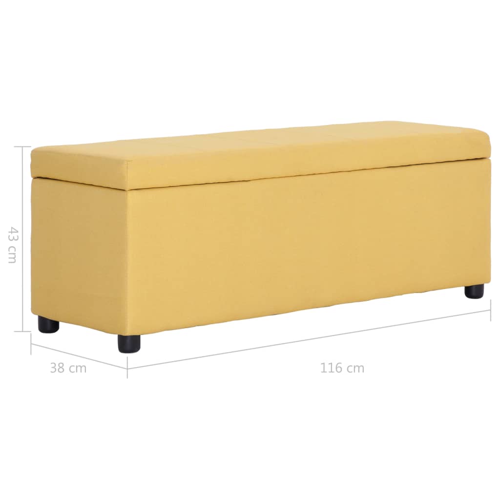 Banc avec compartiment de rangement 116 cm Jaune Polyester