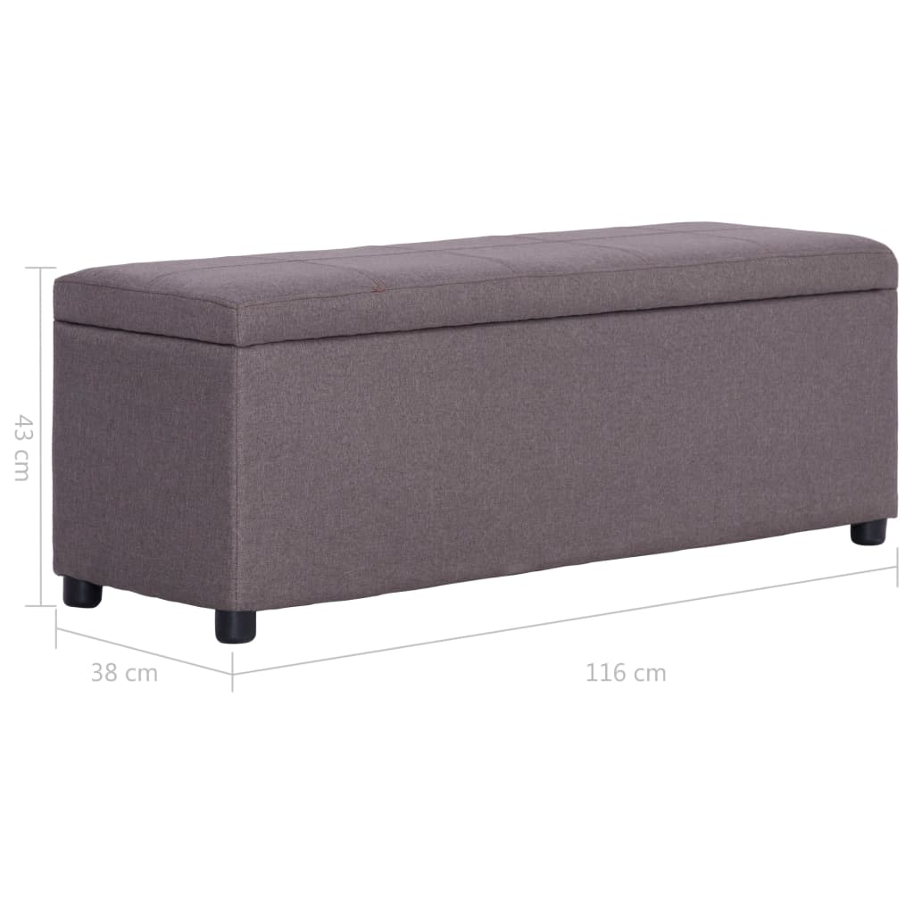 Banc avec compartiment de rangement 116 cm Taupe Polyester