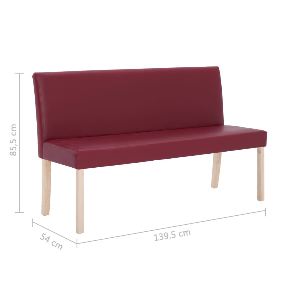 Banc 139,5 cm Rouge bordeaux Similicuir