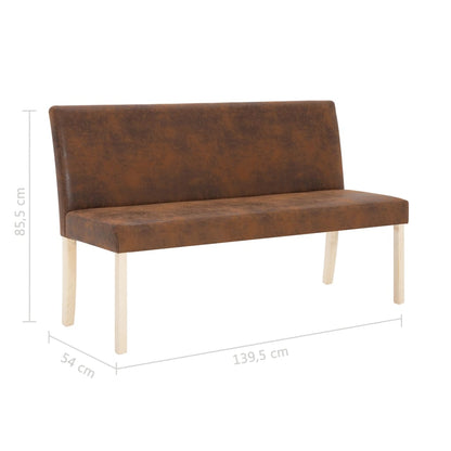 Banc 139,5 cm Marron Similicuir daim