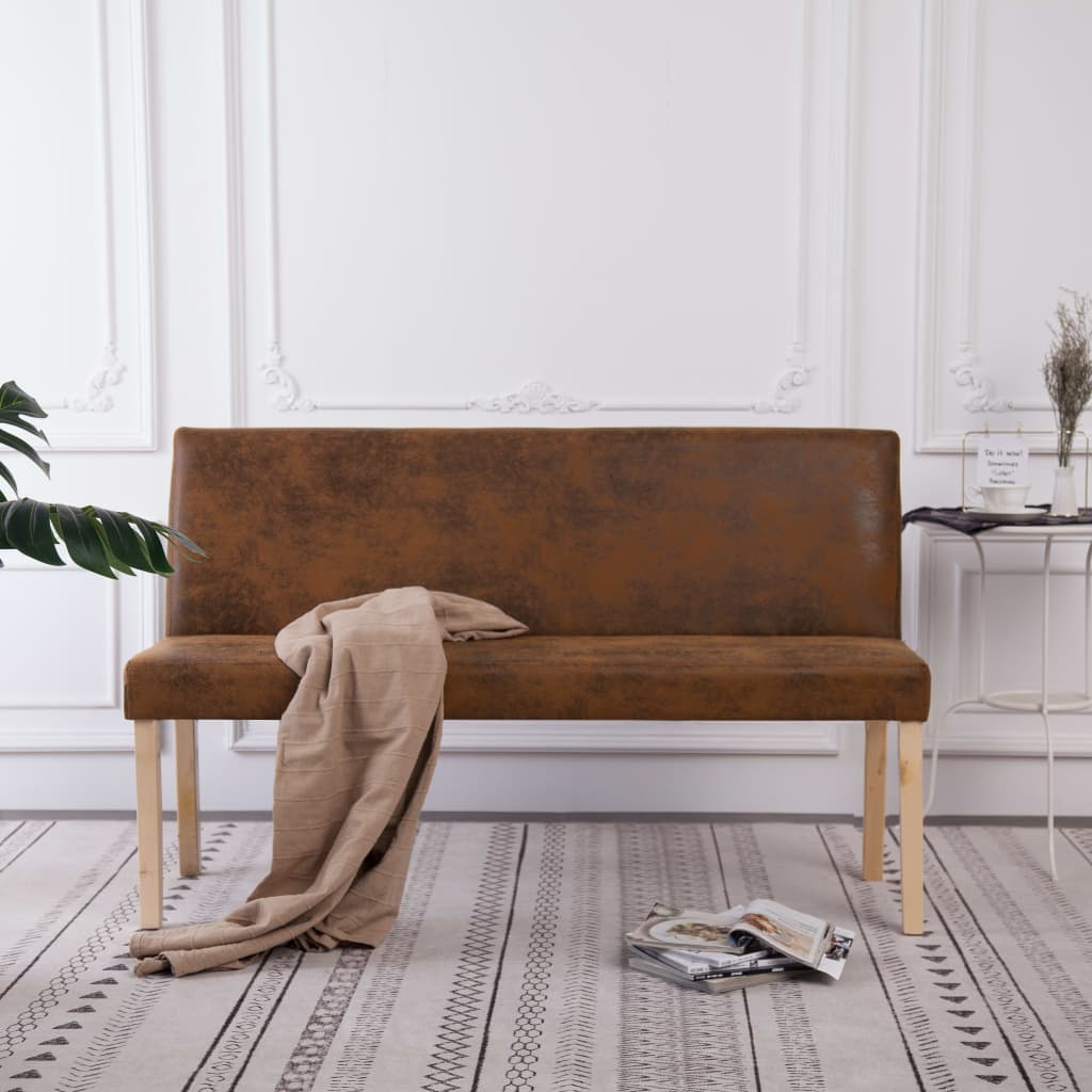 Banc 139,5 cm Marron Similicuir daim