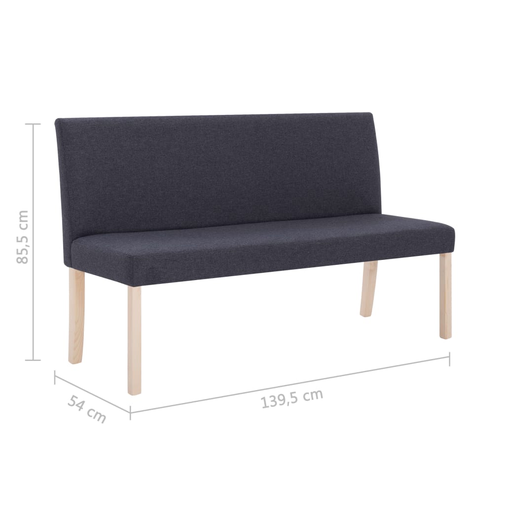 Banc 139,5 cm Gris foncé Polyester