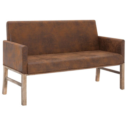 Banc avec accoudoir 140 cm Marron Similicuir daim