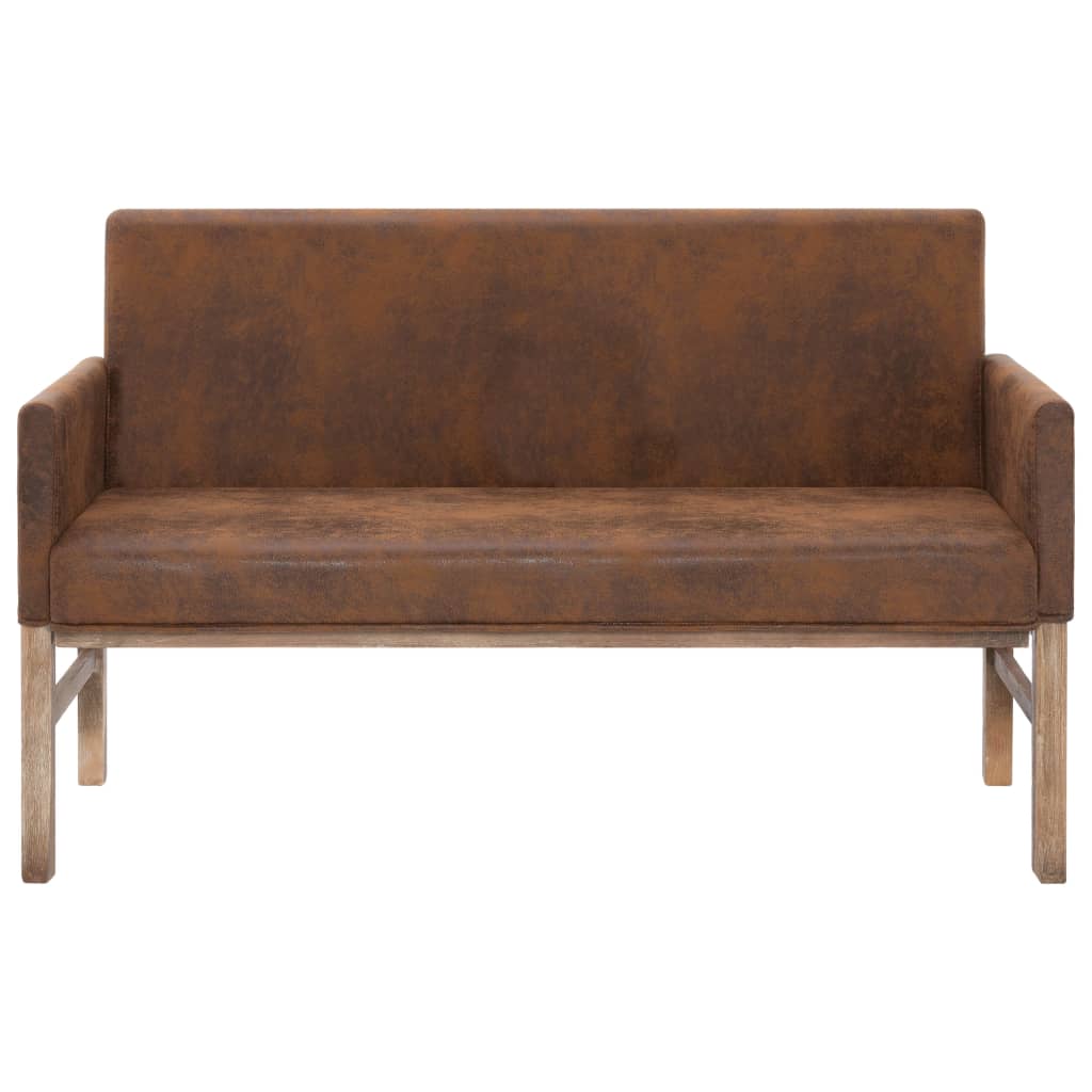 Banc avec accoudoir 140 cm Marron Similicuir daim