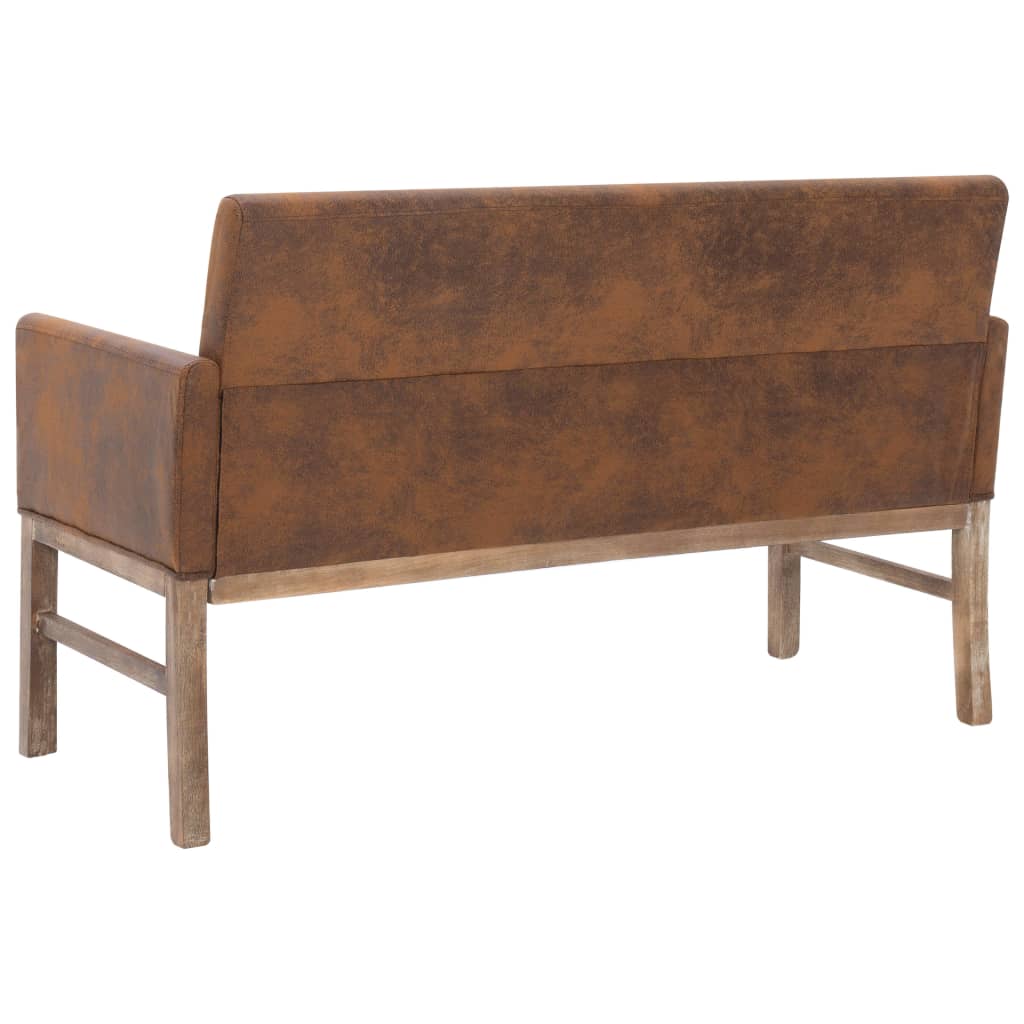 Banc avec accoudoir 140 cm Marron Similicuir daim