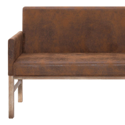 Banc avec accoudoir 140 cm Marron Similicuir daim