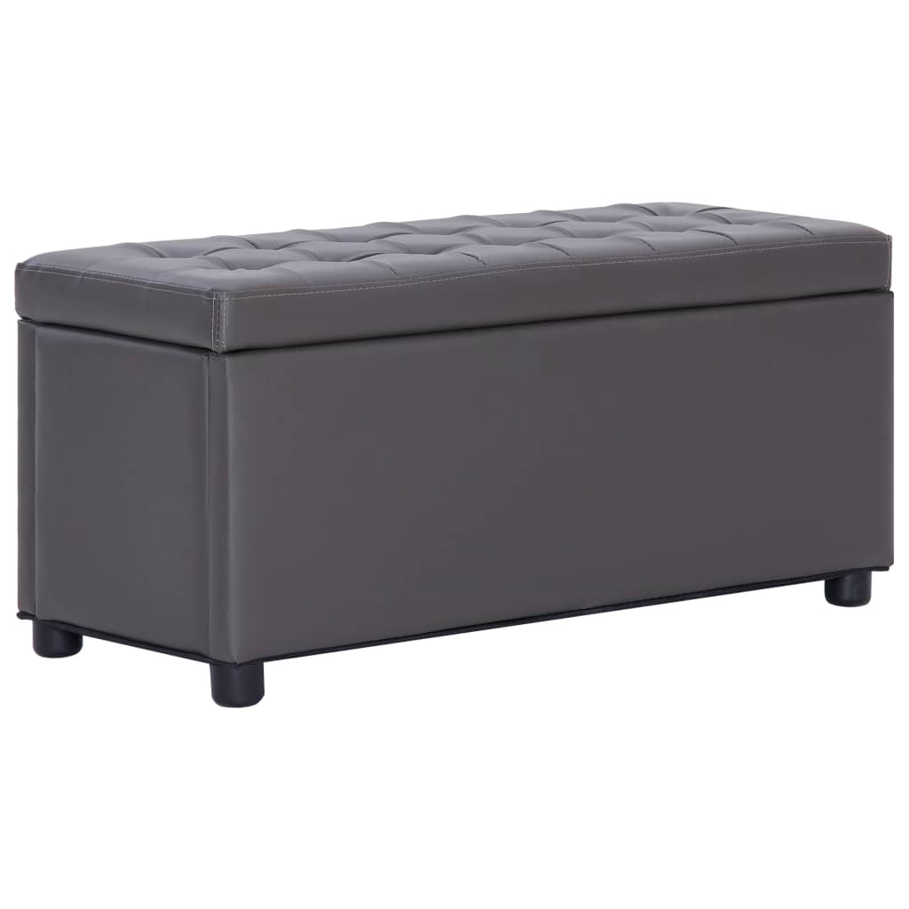 Pouf de rangement 87,5 cm Gris Similicuir