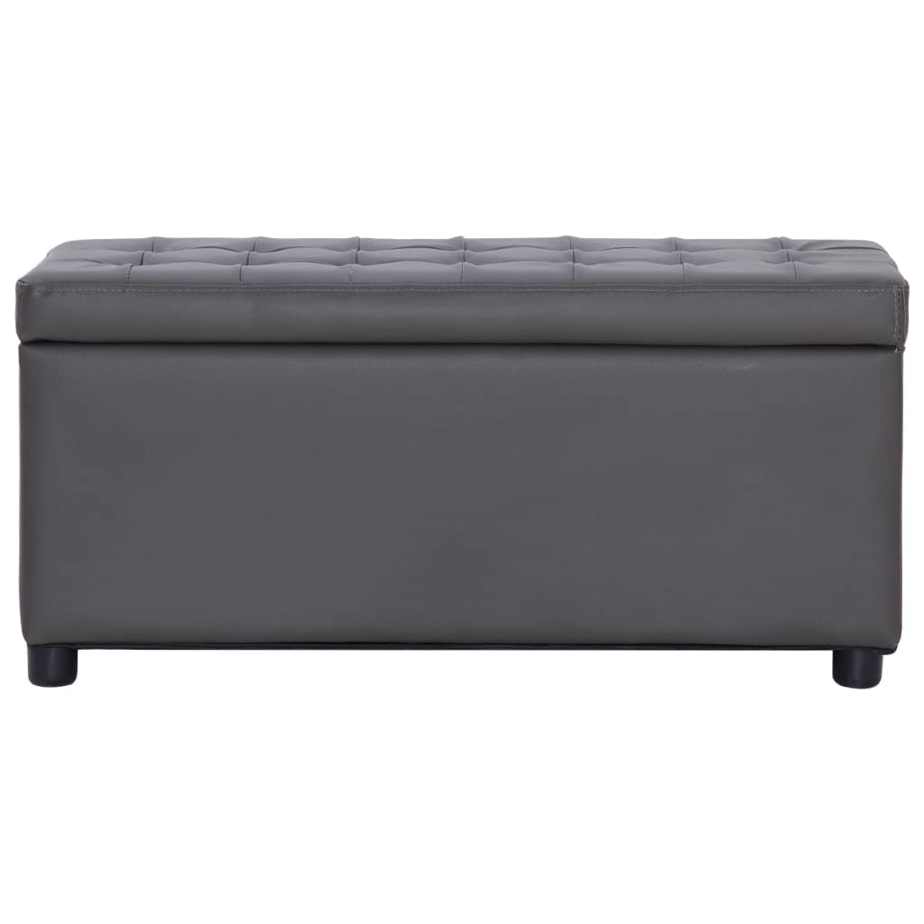 Pouf de rangement 87,5 cm Gris Similicuir