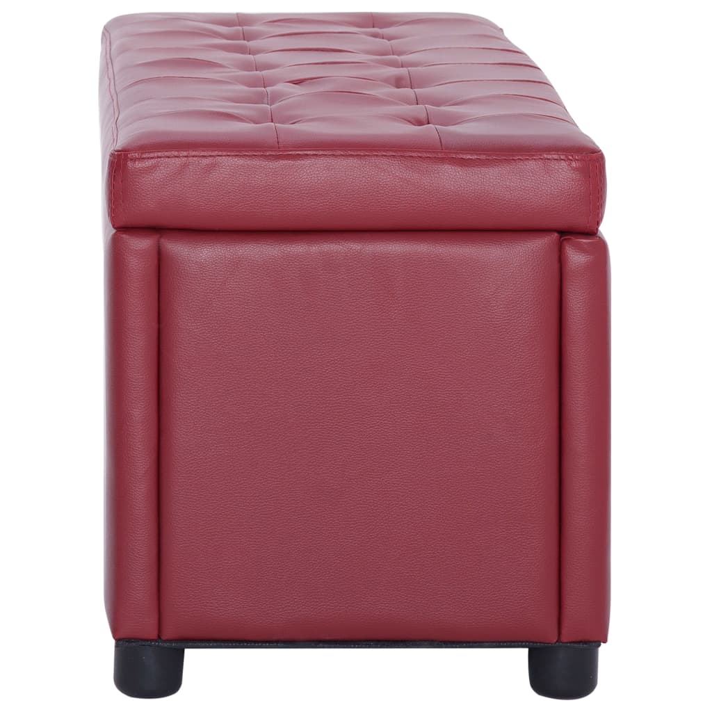 Pouf de rangement 87,5 cm Rouge bordeaux Similicuir