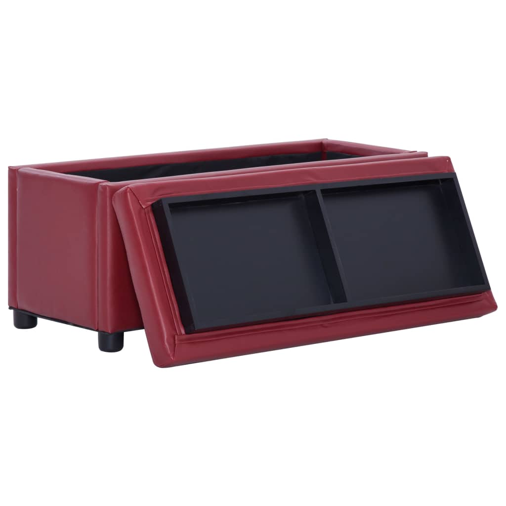 Pouf de rangement 87,5 cm Rouge bordeaux Similicuir