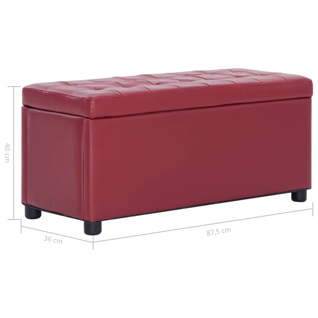 Pouf de rangement 87,5 cm Rouge bordeaux Similicuir