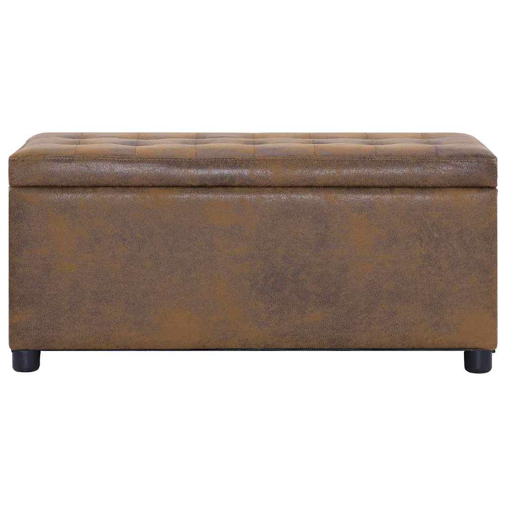 Pouf de rangement 87,5 cm Marron Similicuir daim