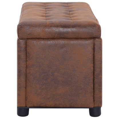 Pouf de rangement 87,5 cm Marron Similicuir daim