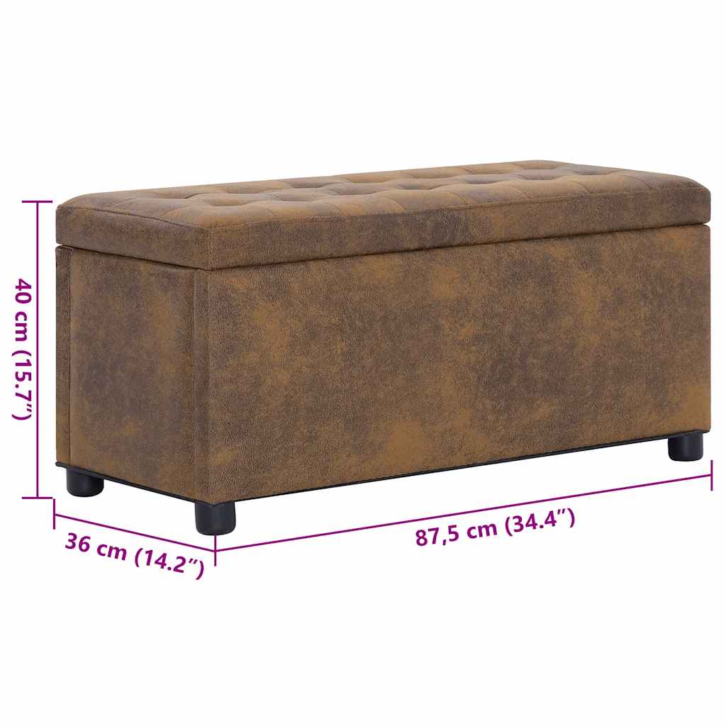 Pouf de rangement 87,5 cm Marron Similicuir daim