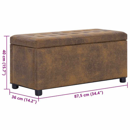 Pouf de rangement 87,5 cm Marron Similicuir daim