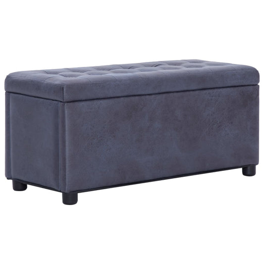 Pouf de rangement 87,5 cm Gris Similicuir daim