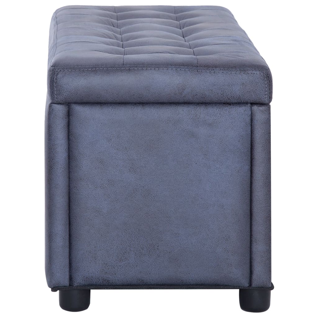 Pouf de rangement 87,5 cm Gris Similicuir daim