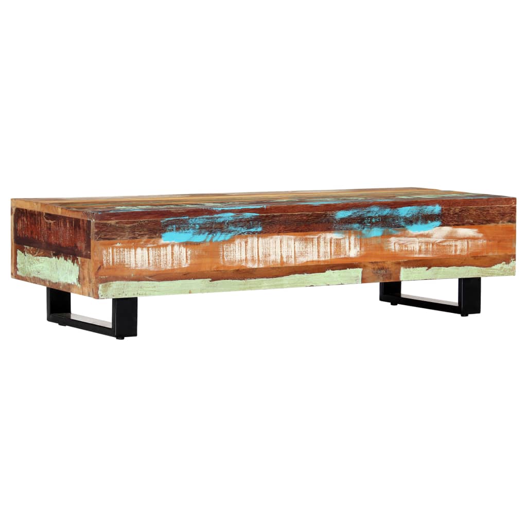 Table basse 120x50x30 cm Bois de récupération solide et acier