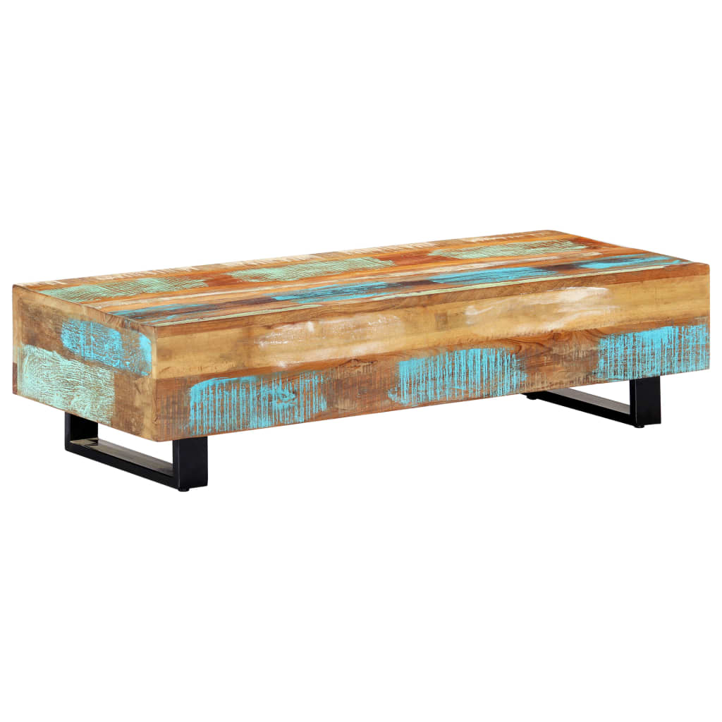 Table basse 120x50x30 cm Bois de récupération solide et acier