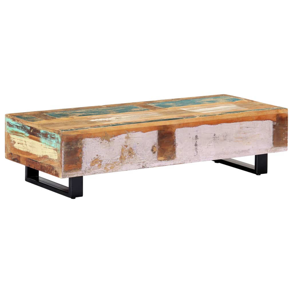 Table basse 120x50x30 cm Bois de récupération solide et acier