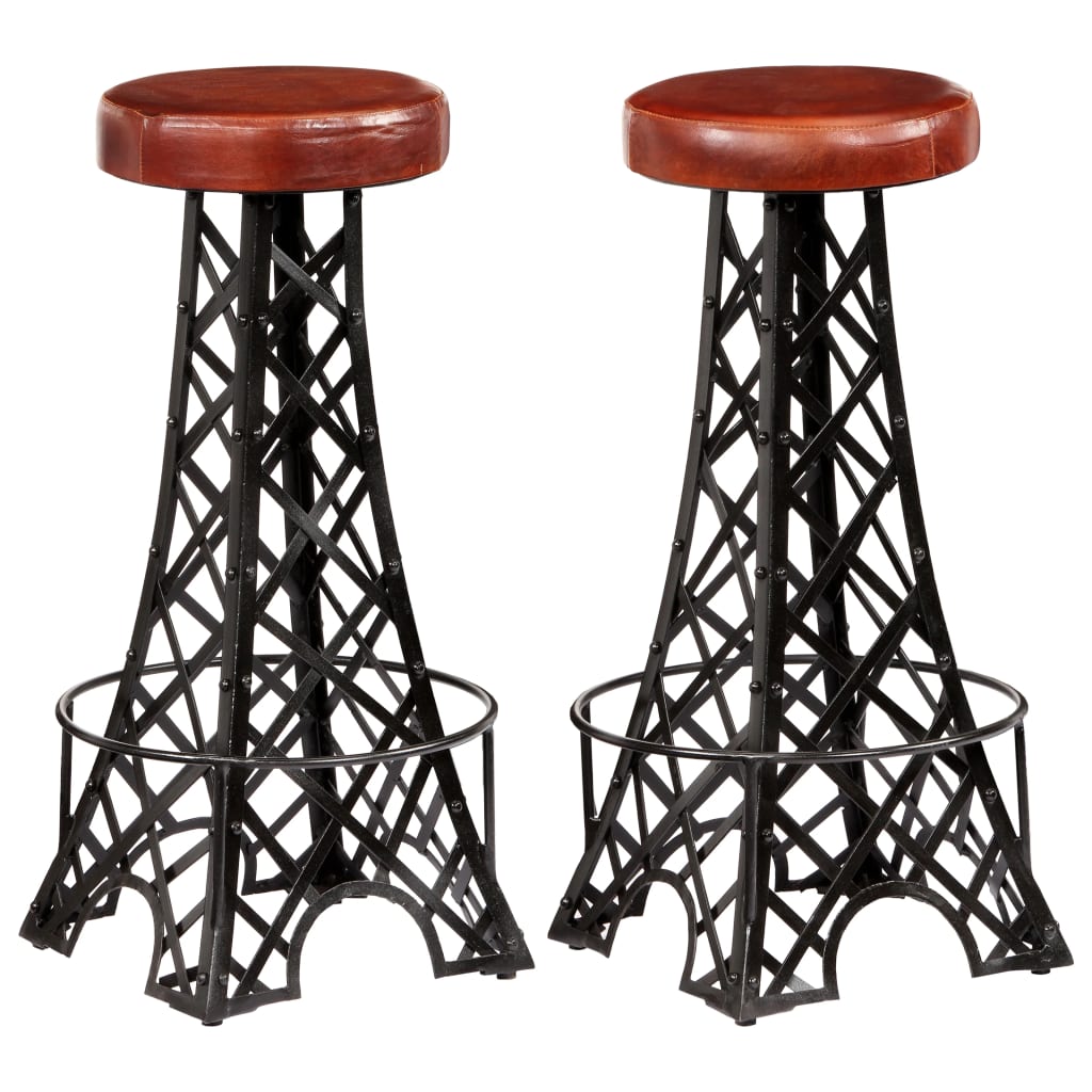 Tabourets de bar lot de 2 cuir véritable