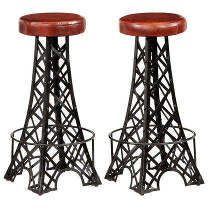 Tabourets de bar lot de 2 cuir véritable