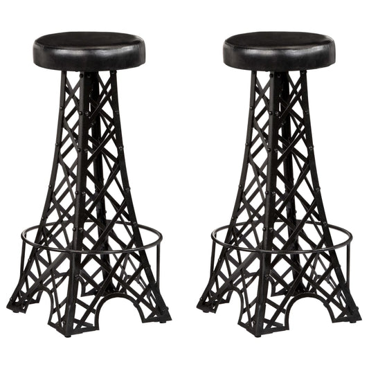 Tabourets de bar lot de 2 cuir véritable