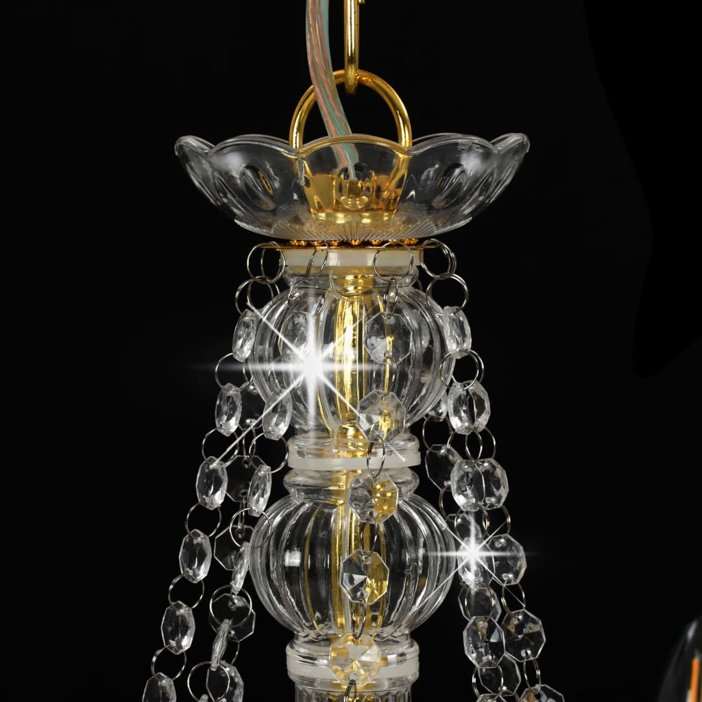 Lustre avec perles Doré 8 ampoules E14