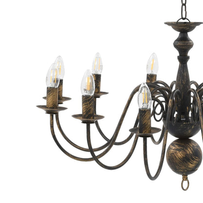 Lustre Noir antique 12 ampoules E14